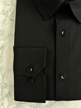 Koszula męska XXL ESPADA 97% bawełna slim fit czarna gładka dł rękaw