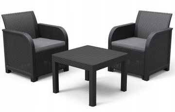 ZESTAW OGRODOWY RATTAN ROSALIE GRAFIT BALKON TARAS