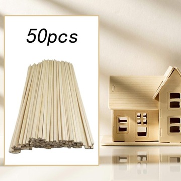 50Pcs Unfinished Square Sticks for Crafts Home Decor Model 400x2x2mm