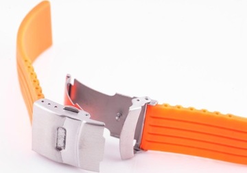 Ремешок для часов силиконовый с рисунком протектора 18мм ярко-оранжевый
