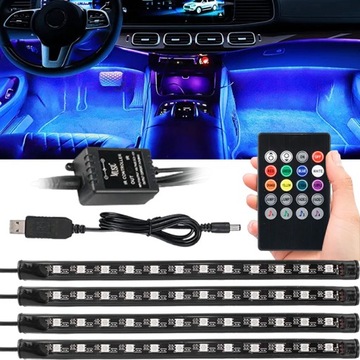 OŚWIETLENIE WNĘTRZA 12 LED USB PODŚWIETLANIE RGB KOLORY STEROWANIE