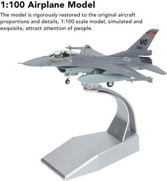 Модель реактивного самолета F-16C, 1:100, литье под давлением из сплава ВВС США