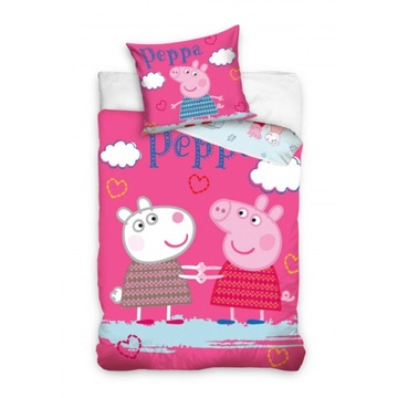 Pościel dziecięca 140x200 ŚWINKA PEPPA Pig Pepe poszewka bawełna 70x80