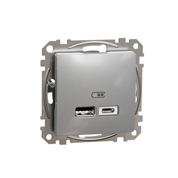Sedna Design Gniazdo ładownia USB A+C srebrne