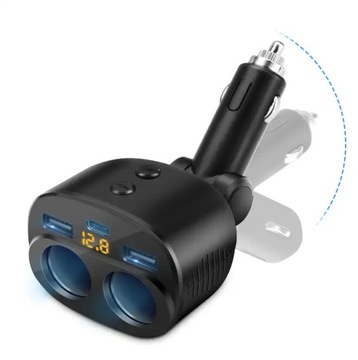 Rozgałęźnik/Rozdzielacz USB 12/24V|2 x USB|2 x zaplnicz|1 x USB-C