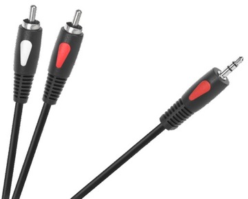 Kabel Przewód Jack 3.5 - 2 wtyki RCA czarny 3m