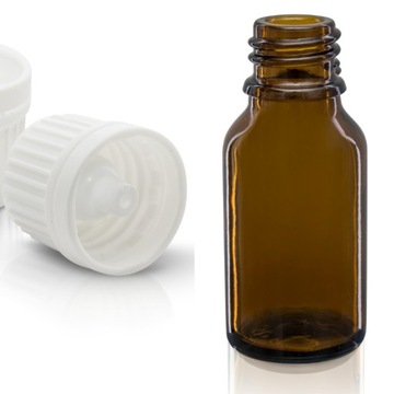 Butelka szklana 15ml z kroplomierzem białym (K)