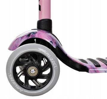 Три -шлепочный скутер для детей светящиеся светодиодные резиновые колеса розовые