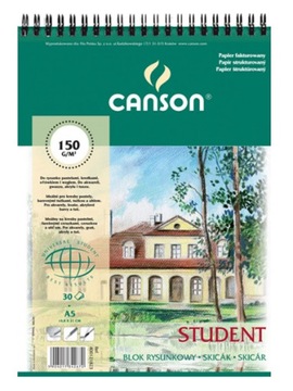 Blok rysunkowy Canson StudentGreen 150g A5 Spirala