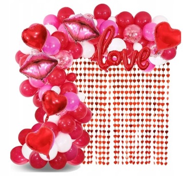 Zestaw balonów girlanda różowa czerwona walentynki ozdoby Balony Serca LOVE