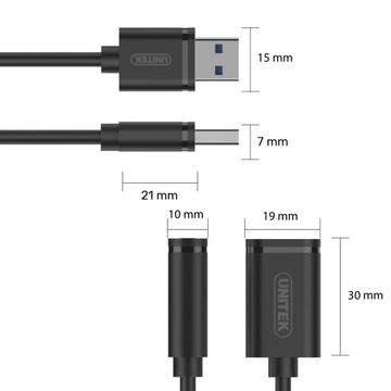 Kabel USB 2.0 A-A przedłużacz 0,5m Unitek Y-C447GBK