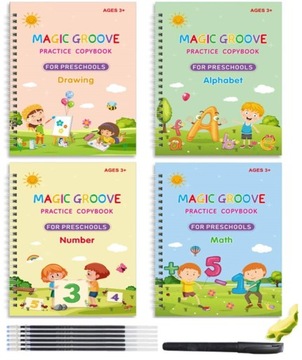 MAGICZNE KSIĄŻECZKI NAUKA JĘZYKA PISANIA LICZENIA ZESTAW KALIGRAFIA