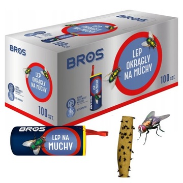BROS Lep Pułapka Na Muchy Okrągła KLEJ Działa Przez Wiele Miesięcy 100sztuk