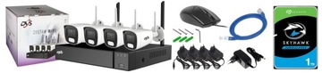 КОМПЛЕКТ МОНИТОРИНГА 4 КАМЕРЫ 5 Мп WIFI БЕСПРОВОДНОЙ ВНЕШНИЙ ДИСК 1 ТБ
