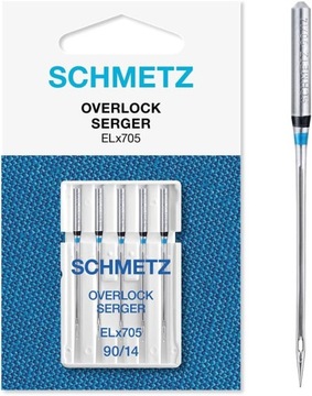 IGŁY DO MASZYN DO SZYCIA SCHMETZ ELx705 OVERLOCK PÓŁPŁASKIE ZESTAW 5 SZTUK