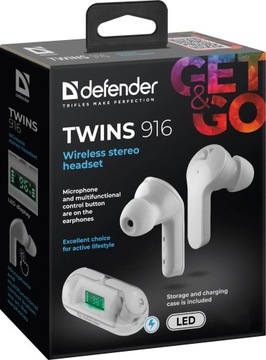 Беспроводные внутриканальные Bluetooth-наушники DEFENDER TWINS Микрофон Белый