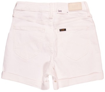 LEE spodenki HIGH WAIST white jeans MOM SHORT _ W25