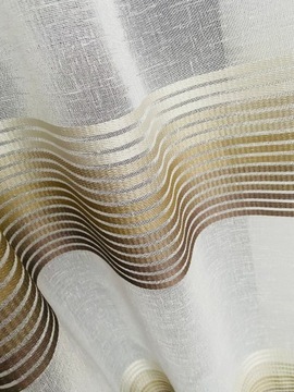 Матовая штора ЭКО ЛЕН, бежевые полосы, 290 см, свободный пошив