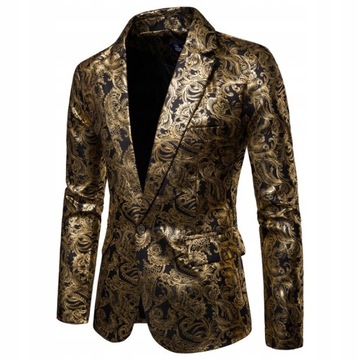 2021 Men's Golden Floral Blazers Business Casual