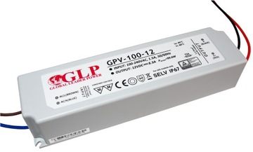 WODOODPORNY ZASILACZ 12V 100W 8.3A DO TAŚM LED WODOSZCZELNY GLP GPV-100-12