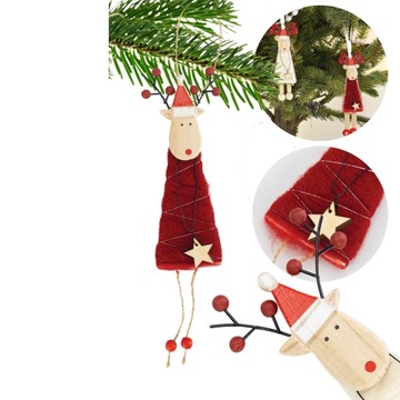 ДЕРЕВЯННЫЙ КУЛОН РОЖДЕСТВЕНСКОЕ УКРАШЕНИЕ ОЛЕНЬ ДЛЯ РОЖДЕСТВЕНСКОЙ ЕЛКИ ОРНАМЕНТ ПЛАТЬЯ