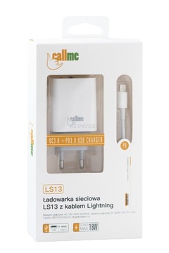 Зарядное устройство Callme Ls13 2 Usb 18 Вт Pd+qc 3.0 Белый с кабелем Lightning