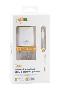 Ładowarka sieciowa USB LS13 USB QC kabel lightning