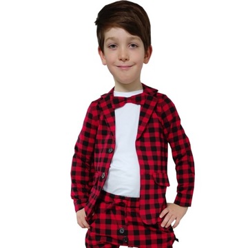 Marynarka z dresówki czerwona krata Style Kids 140