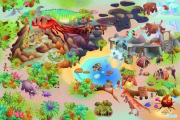 Килимок латексний 100x150 ефект 3D - PARK динозаврів