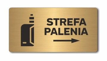 STREFA PALENIA B strzałka w prawo | Tabliczka informacyjna ZŁOTA | DRUK UV