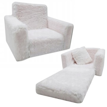 FOTELIK DLA DZIECI ROZKŁADANY FOTEL PLUSZOWY PUFA