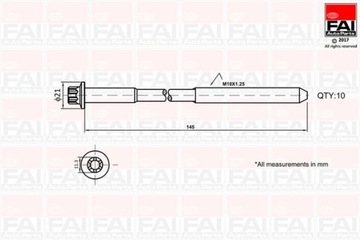 КОМПЛЕКТ БОЛТОВ ГОЛОВКИ ЦИЛИНДРА B1140 FAI AUTOPARTS