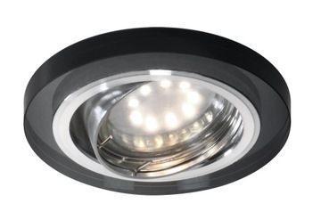 Chrom Oczko sufitowe Lampa Sufitowa Żyrandol. Stropowa Okrągła SZKŁO CZARNE