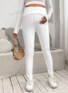 ЛЕГИНСЫ SHEIN ДЛЯ БЕРЕМЕННЫХ, БЕЛЫЕ 38 ŁKA
