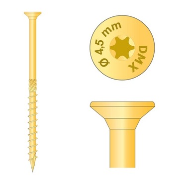 Wkręty ciesielskie łeb stożkowy 4,5x80 TORX 100szt