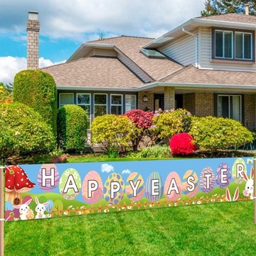 Счастливой Пасхи, украшение пасхального знака, баннер с кроликом, газон в стиле B