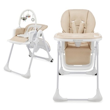 KINDERKRAFT Składane krzesełko do karmienia 2w1 z leżaczkiem TUMMIE Beige