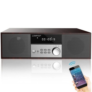 głośna wieża zestaw stereo Drewno HiFi CD Bluetooth FM USB AUX