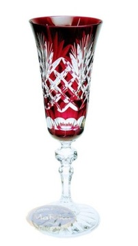 Rubinowe kryształowe kieliszki do szampana 150 ml