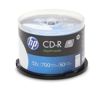 Płyta CD HP CD-R 700MB 52X 80MIN INKJET PRINTABLE 50PACK CRE00017WIP-3 CBOX
