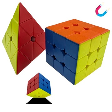 ZESTAW Kostka MAGNETYCZNA 3x3 Piramida Pyraminx SZYBKA KOSTKA LOGICZNA