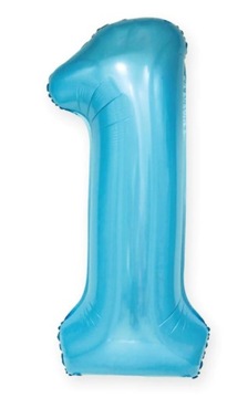 BALON FOLIOWY NIEBIESKI dekoracja CYFRA 1 HEL 100c