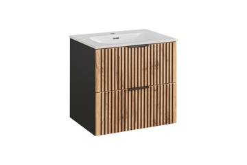 SZAFKA ŁAZIENKOWA Z UMYWALKĄ 60 CM DĄB WOTAN