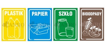 NAKLEJKI NA KOSZ DO SEGREGACJI ŚMIECI 4 SZT ZESTAW