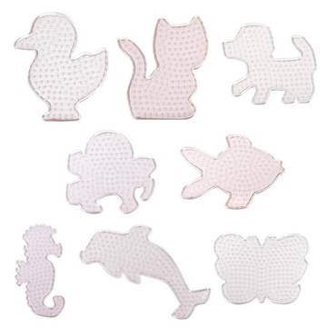 PODKŁADKA SZABLON PRZEZROCZYSTY mix figurek 8 szt koraliki prasowanki 5mm