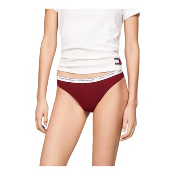 TOMMY HILFIGER STRINGI DAMSKIE MAJTKI THONG 3P CZARNE/BORDOWE/BRĄZOWE r.S