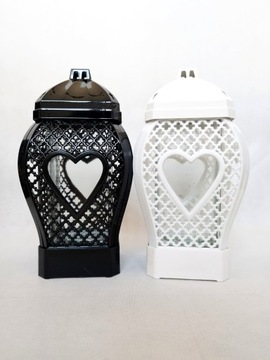 свеча-фонарь Glamour Heart Openwork большая черная 37см