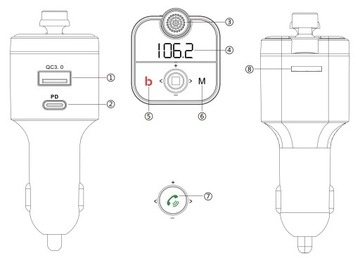 Transmiter FM Bluetooth 5.0 ładowarka QC 4.0 PD20W