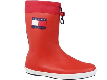 TOMMY HILFIGER KALOSZE BUTY DAMSKIE CZERWONE