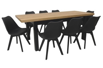 Krzesła SKANDYNAWSKIE czarne i stół LAMINAT craft